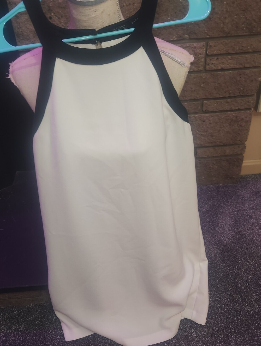 Monochromatic Halter Neck Shift Dress - Black/White | ZARA Basic
